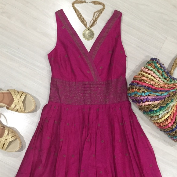 NWOT Isaac Mizrahi fuchsia and gold dress size 2 - Picture 3 of 11